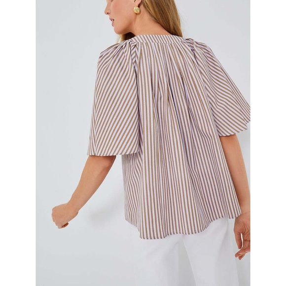 Tuckernuck Pomander Place Lilac Stripe Seersucker Finley Flutter Sleeve Top XL - Picture 4 of 4